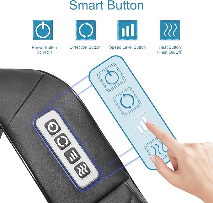 UFFAE Shiatsu Neck and Back Massager with Heat, Electric Deep Tissue Kneading Neck and Shoulder Massage, Best Gifts for Women Men Mom Dad Mothers Fathers Day Birthday Gift, Black (NOT Cordless)