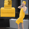 8 Piece Bathroom Towel Set |2 Oversized Bath Towels,2 Hand Towels,4 Washcloths| 600GSM Soft Large Bath Sheet Luxury Premium Microfibers Towel Highly Absorbent Quick Dry Hotel Towel Collection,Yellow