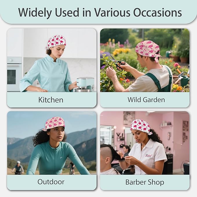 2 Pcs Working Cap with Sweatband for Women Men, Adjustable Cleaning Working Hats, Nurse Surgical Caps