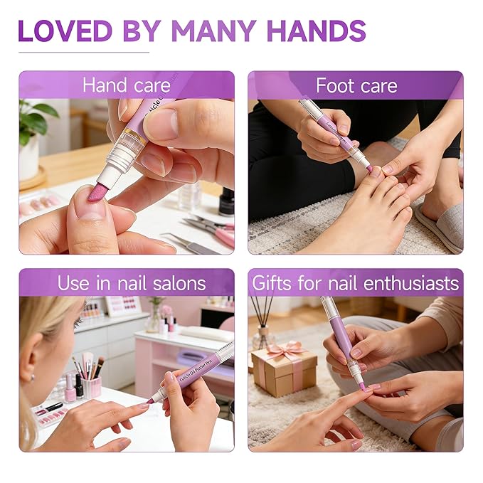 2 Pcs 2-in-1 Cuticle Oil Pusher Pen - 2026 New Ceramic Cuticle Pen,No Leak Travel Size Cuticle Pusher Pen With Oil,Moisturizing And Brightening Instant Keratin Removal Tool For Dry Damaged Nails
