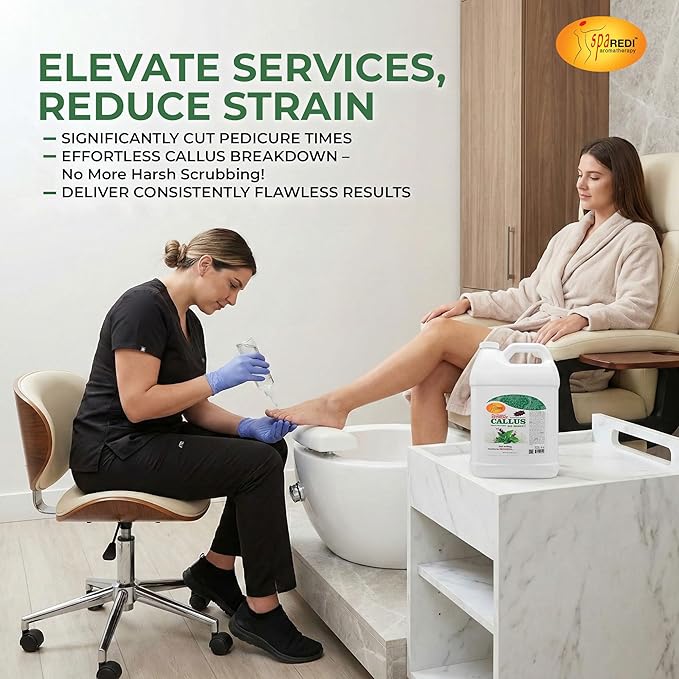SPA REDI - Callus Remover for Feet Gel, Mint and Eucalyptus, 128 Oz - Professional Pedicure Foot Care - Removes Toughest Calluses in Seconds and Smooths Dry Cracked Heels