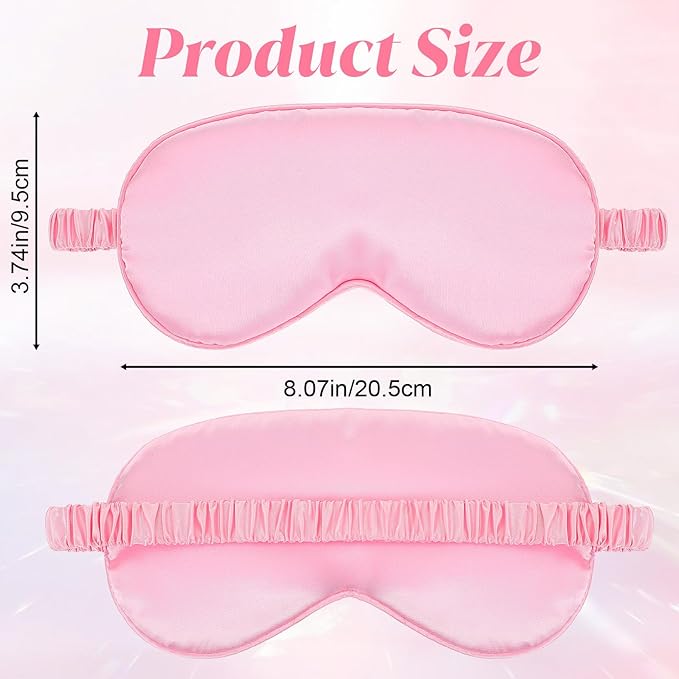 Silk Sleep Eye Mask 4 Pack Mulberry Silk Sleep Mask Eye Cover Blindfold with Elastic Strap Cute Satin Soft Eyeshade Masks for Women Night Sleeping Travel Nap (Pink)