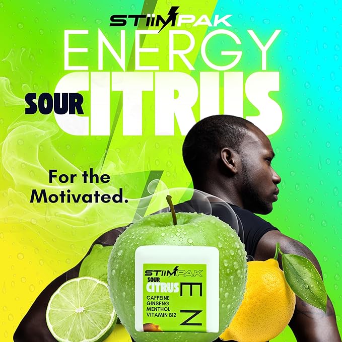 Sport Shower Steamers for Men | Energy | XXL 80g Long Lasting | Core Ingredients, B12, Ginseng, & Menthol | Extra Strength Aromatherapy for Focus & Productivity | Sour Citrus | STiiMPAK (8 Pack)