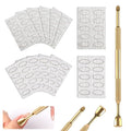 Pre-Treatment Cuticle Pusher, Dual Ended Cuticle Remover Russian Prep Nail Pushers with 100/180 Grit Sandpaper Sheets, Nail Care for Manicure Pedicure Nail Art and Foot Salon Home (Gold)