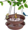 VUWEZ Hanging Bird Bath, Hanging Bird Water Feeder for Outdoors, Feeder Bowl, 2 Pack Birdbath Tray Accessories for Outside, Plastic Birdbaths Tray for Garden Patio Decoration (12", Chocolate)