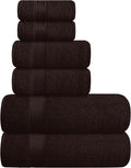 Elvana Home Ultra Soft 6 Pack Cotton Towel Set, Contains 2 Bath Towels 28x55 inch, 2 Hand Towels 16x24 inch & 2 Wash Coths 12x12 inch, Ideal for Everyday use, Compact & Lightweight - Brown