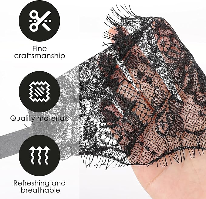 FRESHME Lace Sleep Eye Mask - Black Flower Embroidery See-Through Blindfold Adjustable Eyes Covers for Women Bed Night Sleeping Time Gift