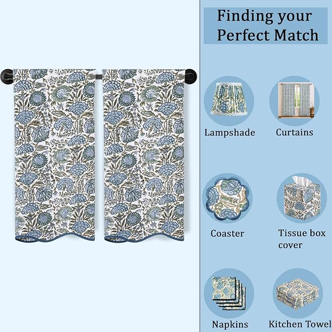 Ridhi Asparagus Green Hand Block Print Waffle Scallope Cotton Bath Towel Set of 2, 27x54, Quick-Dry, Absorbent, Luxury Handmade Towel for Bath, Spa, Beach, Gift for Spring, Easter, Valentine