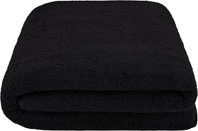 American Soft Linen 100% Cotton 600 GSM Turkish 40x80 Oversized Bath Towel Sheet, Extra Large Adult Towels for Bathroom, Black Bath Sheet