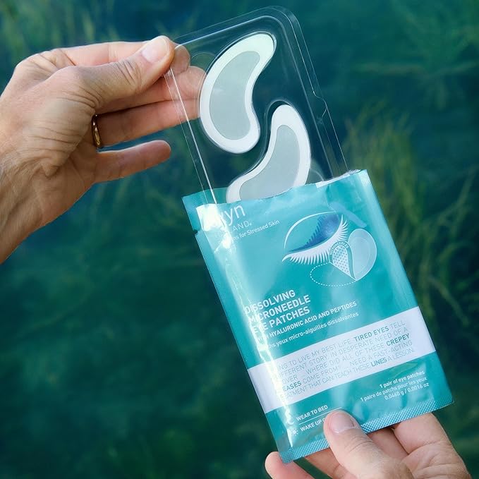 skyn ICELAND Dissolving Microneedle Under-Eye Patches — 39% Hyaluronic Acid & Peptides, No-Slip Overnight Eye Mask, Vegan, All Skin Types, 8 Pairs