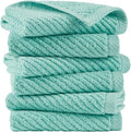 Madison Park 6-Piece Towel Washcloths Set for Bathroom 13" x 13" Diagonal Ribbed, Turquoise - 100% Cotton Soft Quick Dry & Absorbent Gift | Zero Twist, 500 GSM, Oeko-TEX, Hotel Quality