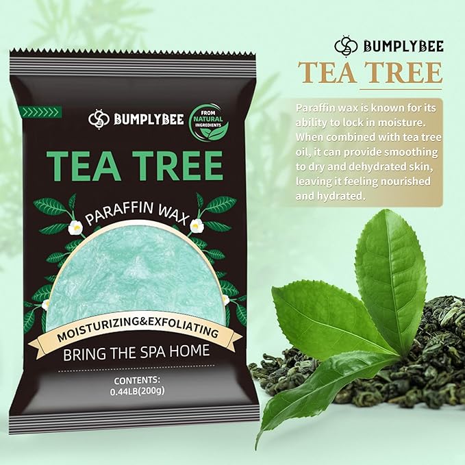 BUMPLYBEE Paraffin Wax for Hand and Feet,10 Pack Tea Tree Paraffin Wax Refills for Hand & Foot Wax Bath, Moisturizing Hands Feet, Deep Hydration
