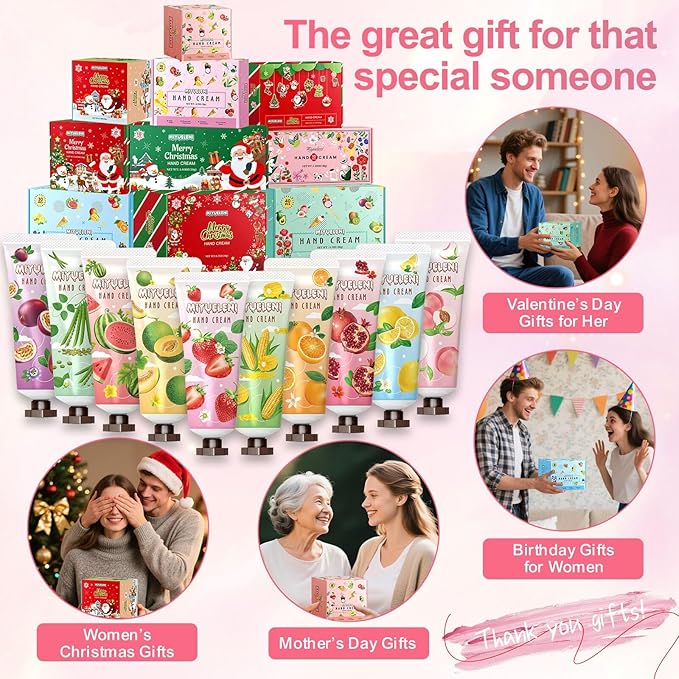 20 Pack Hand Cream Gift Set , Mothers Day Gifts, Moisturizing Hand Lotion Travel Size for Dry Hands, Birthday Gifts for Women&Teen girls, Teacher Appreciation Gifts, Nurses Week Gifts, Mini Bulk Gifts