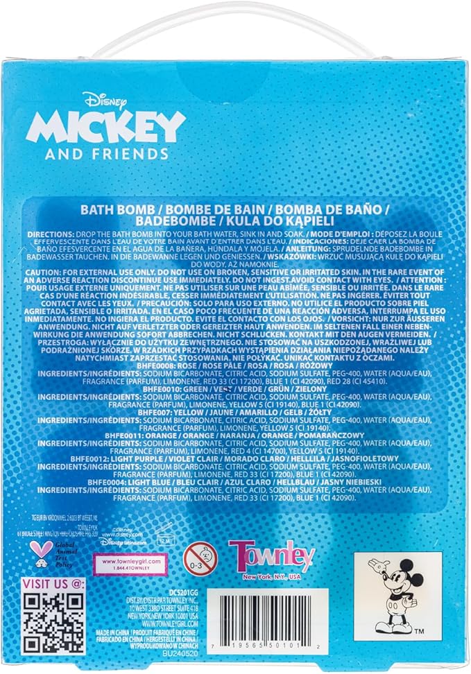 Mickey Minnie and Friends Bubblegum Scented Bath Bombs - Ages 3+ Character Molded Bath Bombs – Fun & Bright Colors by Townley Girl