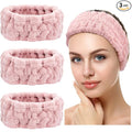 Chuangdi 3 Pieces Women's Makeup Headband - Elastic Head Wrap for Washing Face, Yoga, Sports, and Shower (Pink)