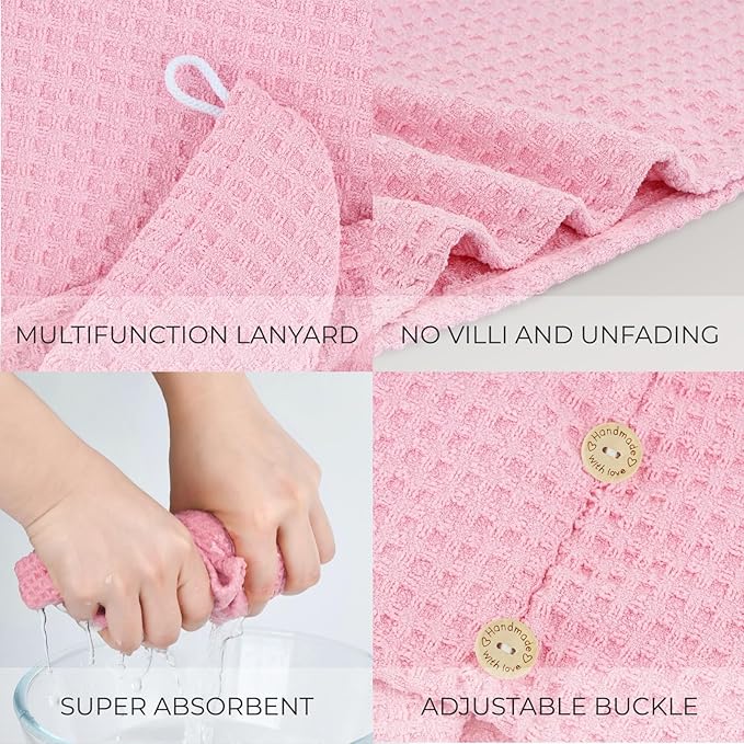 MaopaoBeauty Microfiber Hair Towel Wrap - 2Pack Hair Head Drying Curly Fast Absorbent Dry Anti Frizz Twist Plopping Long Shower for Women (2Packs,Green and Pink,10.6x27.5inch)