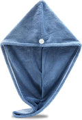 Microfiber Hair Towel Wrap Super Absorbent Twist Turban Dry Hair Cap with Button Fasten