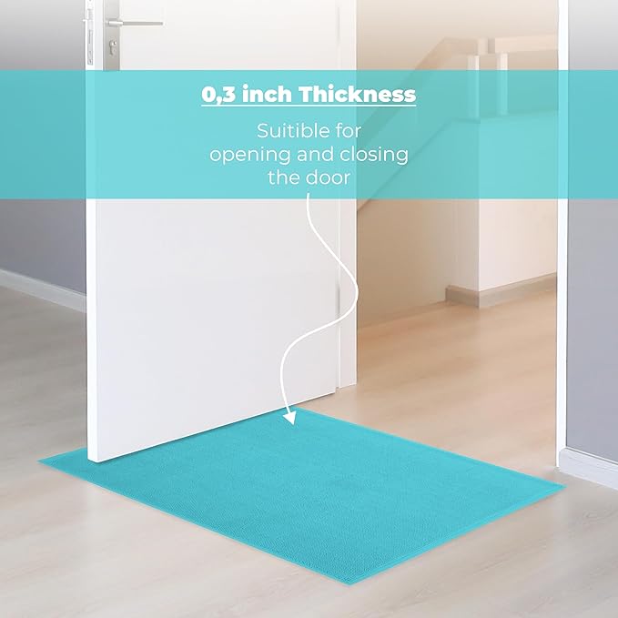 Cotton Paradise 100% Cotton Non Slip Bath Mats for Bathroom, 20x34 inch Soft Absorbent Quick Dry Machine Washable Floor Bath Mat, Turquoise Bath Rug