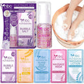Pedicure Kit Foot Soak Set: Bubble Salt, Sugar Scrub, Massage Mask, Massage Lotion in a Box, 4 Step Foot Spa Kit for Dry Feet,Tired Feet(Lavender)
