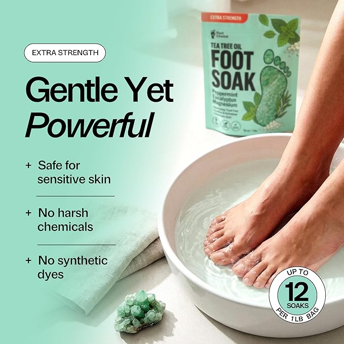 Tea Tree Oil Foot Soak with Epsom Salt - For Toenail Repair, Odor Elimination & Softening Calluses - Soothes Tired, Sore Feet & Itchy Skin - Made in USA, 16 oz