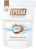 Epsoak Epsom Salt 2 lb. USP Magnesium Sulfate with Coconut Scent Resealable Epsom Salt Bag, Made in The USA, Cruelty-Free Certified