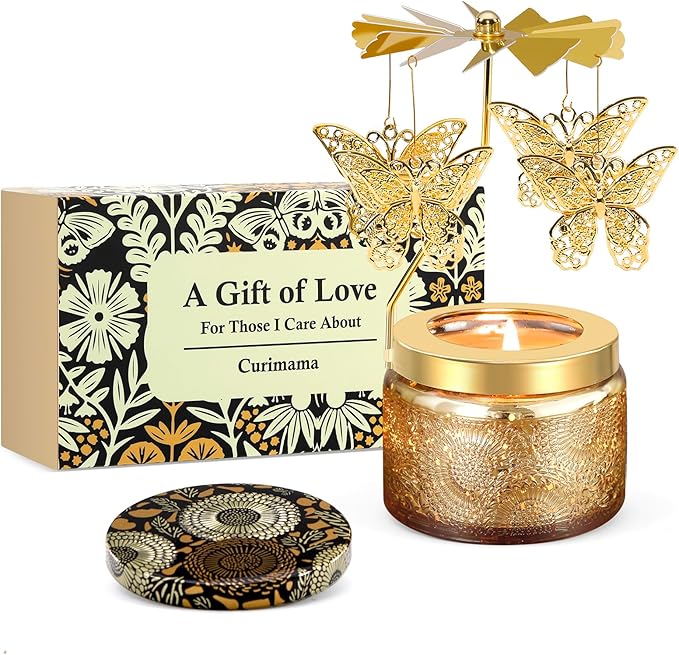 Mothers Day Gifts for Mom from Daughter, Butterfly Candle Gifts for Women, Grandma, Birthday Gift for Woman Friend, Rotating Scented Candles for Home Decor, Funny Birthday Presents for Girlfried Wife