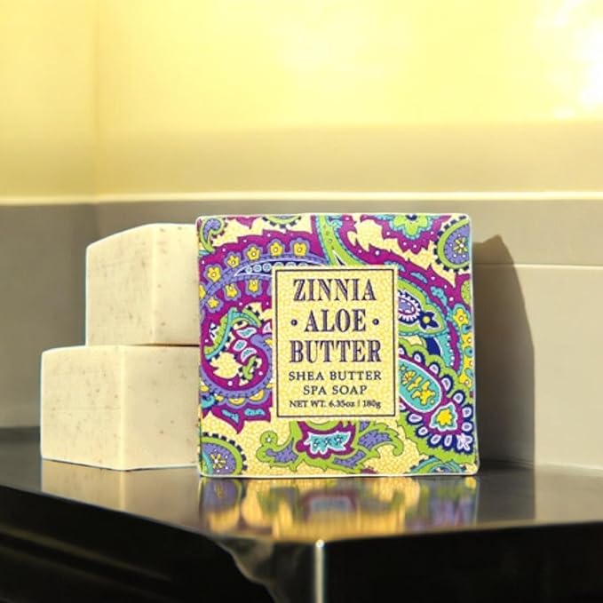 Greenwich Bay Mini Botanical Soap Bars – 12 Pack 1.9 oz Each – Individually Wrapped Guest Soaps for Airbnb, Spa, Travel, Bath – Travel Size Bar Soap Set, Zinnia Aloe Butter