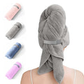 Microfiber Hair Towel Wrap for Women, Quick-Dry Turban, Ultra Absorbent & Anti-Frizz, Ideal for Long, Thick & Curly Hair, Soft Lightweight Drying Towel (24x42, Grey)