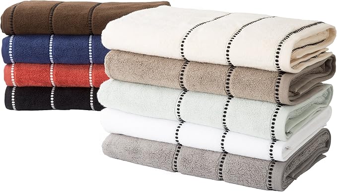 Lavish Home 6PC Towel Set - 525GSM 100% Cotton Bathroom Essentials with 2 Bath Towels, 2 Hand Towels, and 2 Wash Cloths - Absorbent Sheets for Bath, Shower, Gym, Spa, and Dorm Room (Beige)