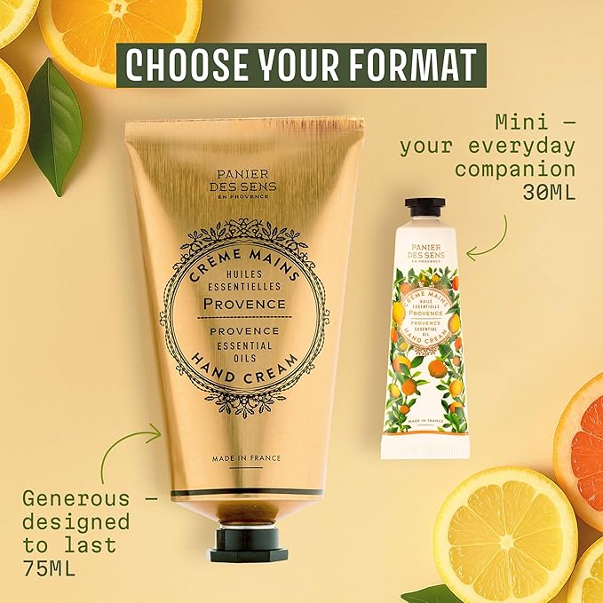 Panier des Sens – Provence Citrus Hand Cream – Moisturizing Hand Lotion for Dry Skin – Premium French Hand Cream, Softening Care for Women, 97% Natural Ingredients, 2.5 Fl Oz