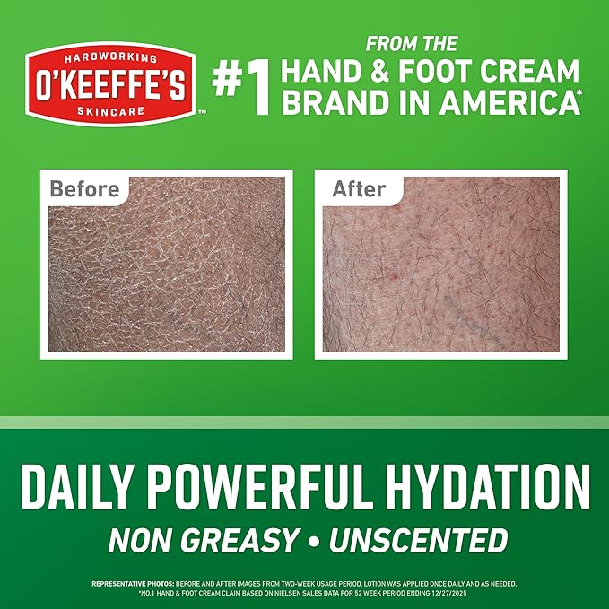 O'Keeffe's Hand and Body Lotion with Glycerin and Shea Butter - 12 oz Pump (1 Pack) - Daily Essential Hydration, Heals & Relieves Extremely Dry Skin