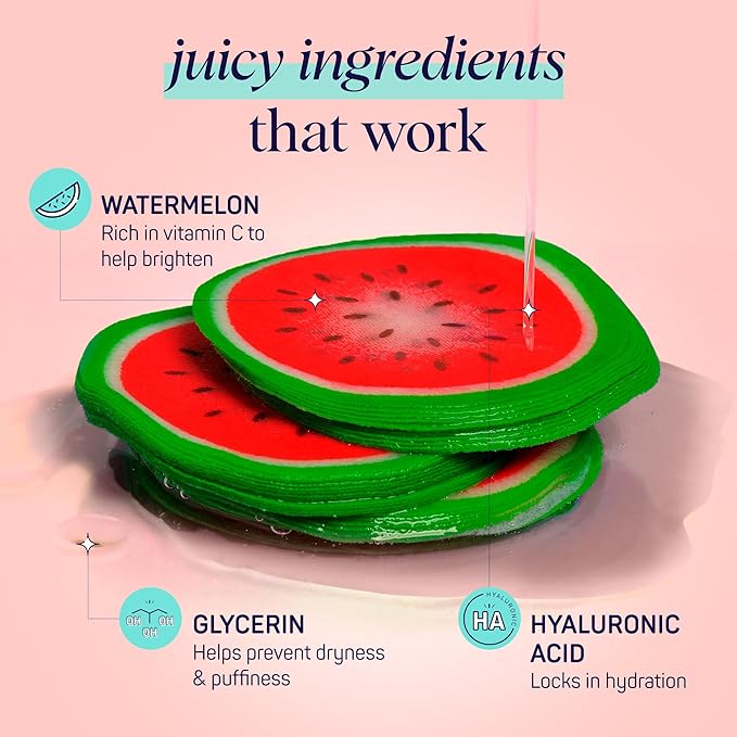 SpaLife Watermelon Cooling Eye Pads, Mothers Day Gifts, 48 Hydrating Under Eye Patches for Puffiness, Dark Circles, and Tired Eyes, Infused with Hyaluronic Acid, Glycerin, and Vitamin C, Fruity Scent