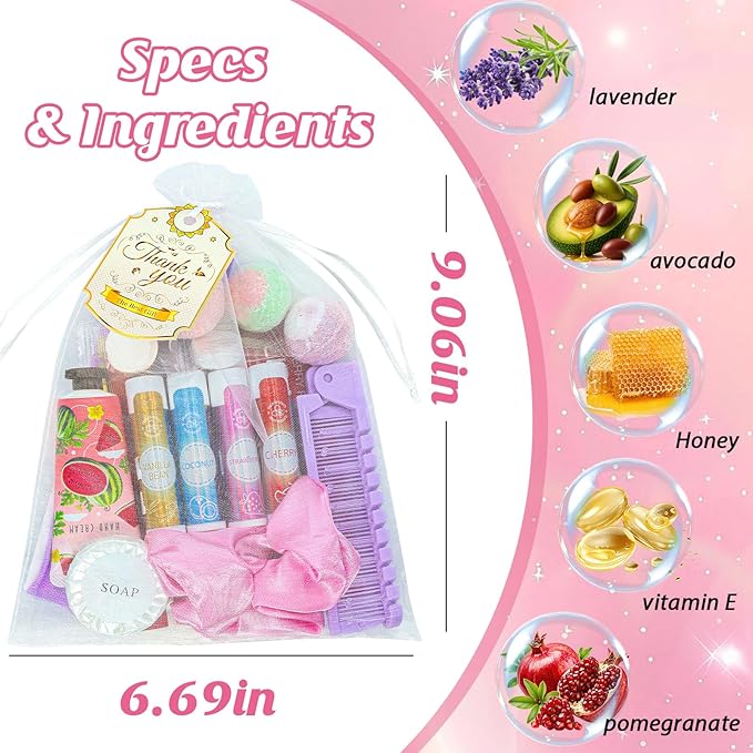 104PCS Sleepover Spa Party Supplies, Include Face Masks, Lip Balm, Hand Cream, Under Eye Patches, Lip Mask, Foot Bath Bombs, Hair Comb, Headband, Spa Birthday Kit for Women Girls Gift Skincare Set