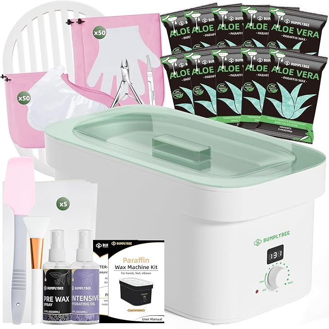 BUMPLYBEE 7000ml Paraffin Wax Machine for Hand and Feet-White Hand Wax Paraffin Machine for Hands with 10pcs Aloe Vera Paraffin Bath Refills,Ideal Gifts for Women
