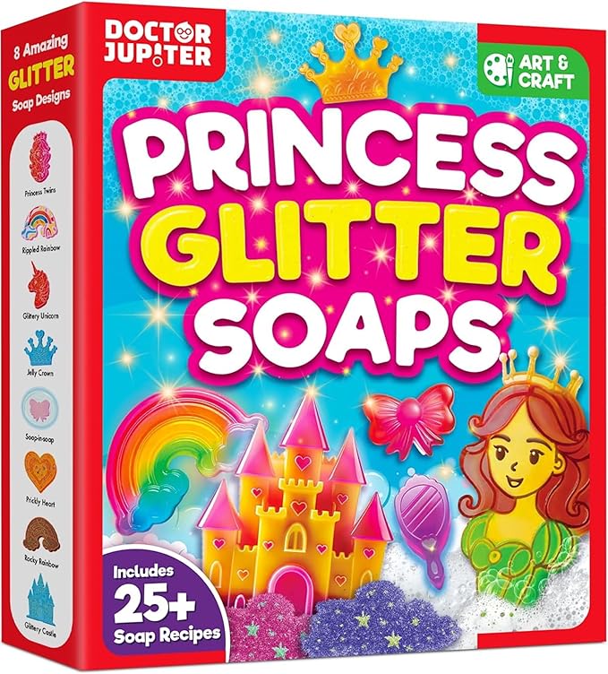 Doctor Jupiter Princess Glitter Soap Making Kit - Girls Crafts DIY Project for 4+ Year Old Kids | Birthday Gift Ideas for Girls Ages 4 5 6 7 8 12, Princess Toys