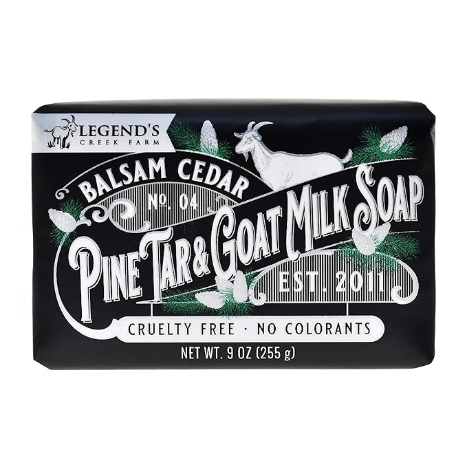 Legend's Creek Farm Goat Milk Soap - Triple Milled Moisturizing Bar for Hands and Body - 9 Oz Creamy Lather, Nourishing, Natural Soap for Sensitive Skin (Balsam Cedar & Pine Tar, Pack of 1)