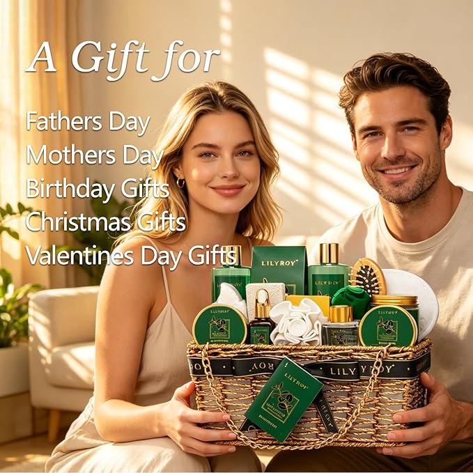 18-Piece Mother's Day Gift Basket for Mom, Gifts for Women - Spa Gift Basket for Women, Bath and Body Spa Kit for Men | Gift for Valentines Day Fathers Day Birthday Christmas Gifts Great for Holidays