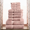Superior Egyptian Cotton Pile 10-Piece Towel Set, Includes 2 Bath, 4 Hand, 4 Face Towel/Washcloth, Heavyweight, Ultra Soft Luxury Towels, Thick Plush Essentials, Guest Bath, Spa Bathroom, Muted Mauve