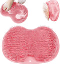 Shower Foot Scrubber, Wall Mounted Bath Massage Pad, Back Scrubber Back with Non Slip Suction Cups to Improve Circulation, Soothe Achy Feet (Pink)