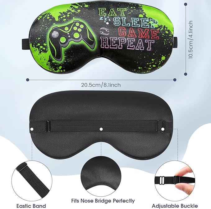 2 Pcs Boys Sleep Eye Mask, Guys Blackout Sleeping Silk Mask for Kids Adult Children's Travel Eye Mask Eye Cover Blindfold for Game (2 Pcs Game Mask - Style 4)