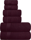 Belizzi Home Ultra Soft 6 Pack Cotton Towel Set, Contains 2 Bath Towels 28x55 inch, 2 Hand Towels 16x24 inch & 2 Wash Coths 12x12 inch, Ideal for Everyday use, Compact & Lightweight - Burgundy Red