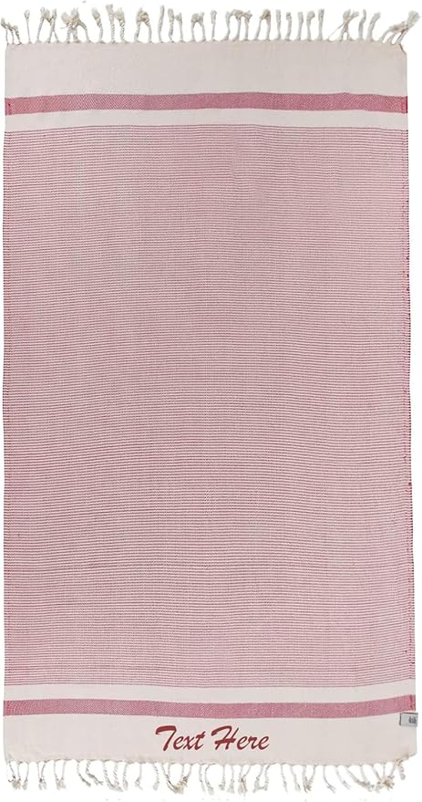Personalized Embroidered Beach Towel | Throw Blanket, Easy Carry, Sand Free, Highly Absorbent, Quick Dry, Turkish Towels for Travel Camping Bath Sauna Beach Gym Pool Yoga SPA by Lahammam, Ege, Red