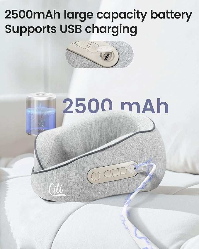 CILI Cordless Neck Massager Pillow with Heat, Shiatsu Neck Massager for Pain Relief Deep Tissue,Heated Massage Pillow for Travel,3 Adjustable Intensity, Mothers Day Gifts
