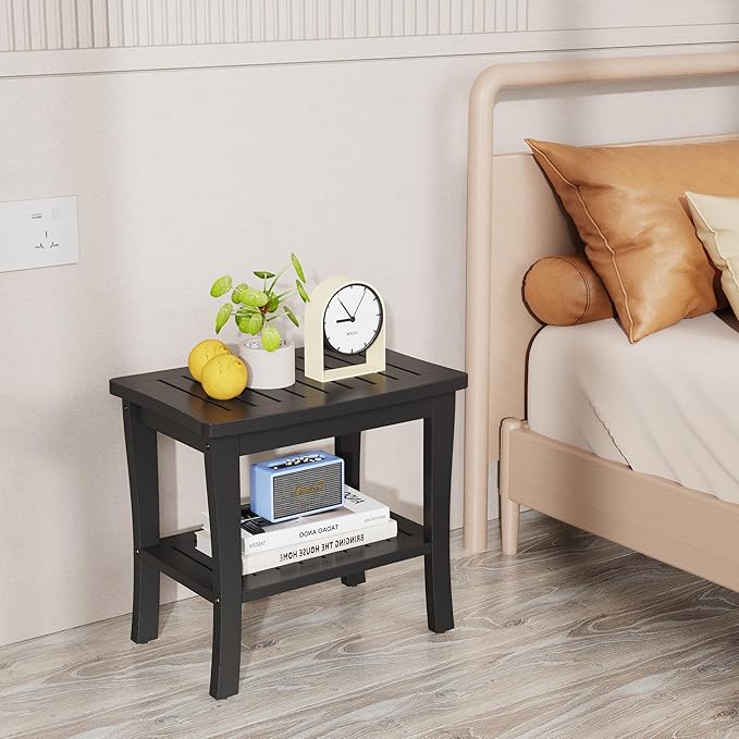 Bamboo Black Shower Bench Stool Shower Chair Seat Adult Women Her Sister Aunt Wife Hustband Lady Auntie Titi Bestie Soul Happy Christmas Xmas Birthday Gifts Cool Unique Aesthetic 30 40 60 70 Year Old
