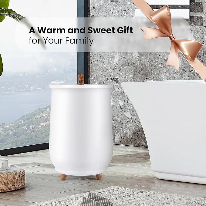 Tangkula Towel Warmer Bucket, 23L Large Luxury Bucket-Style Towel Warmer w/Fragrant Disc Holder, ETL Certified Bath Heater w/3-Level Heating, 20/40/60/90 Min Timer & Auto Shut Off (handle, 23L, White)