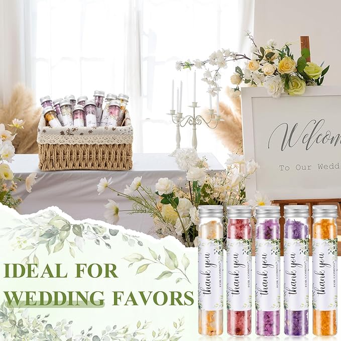 12 Pcs Aromatherapy Bath Salts Test Tube Bath Salts for Women Relaxing Spa Gifts Set for Wedding Christmas Birthday Baptism Party Favors (Greenery)