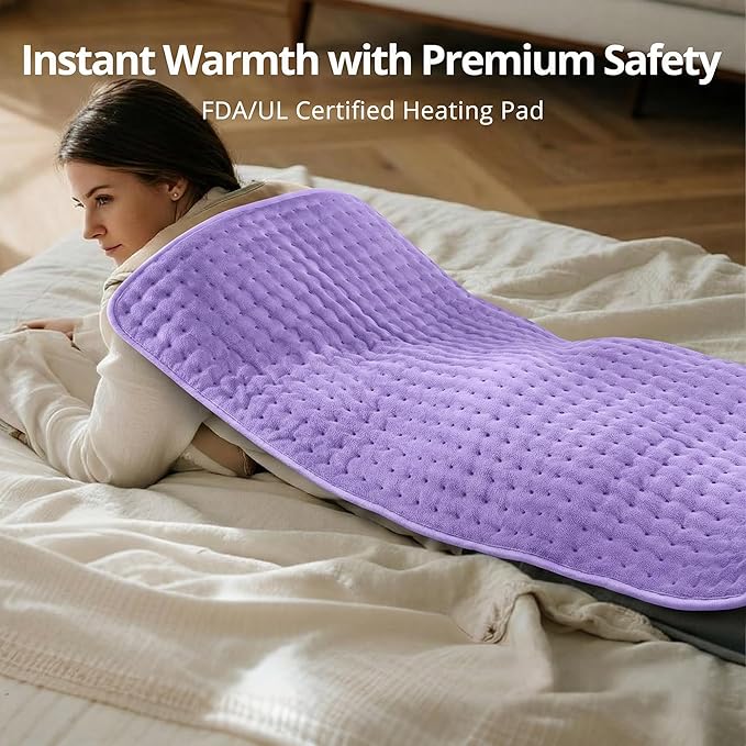 Heating Pad for Back Pain Relief, XXL Large Heating Pads for Lower Back Full Body & Period Cramps, Electric Heated Pad with Moist & Dry Heat, 6 Heat Settings, Auto Shut-Off, Washable, Gift for Mom