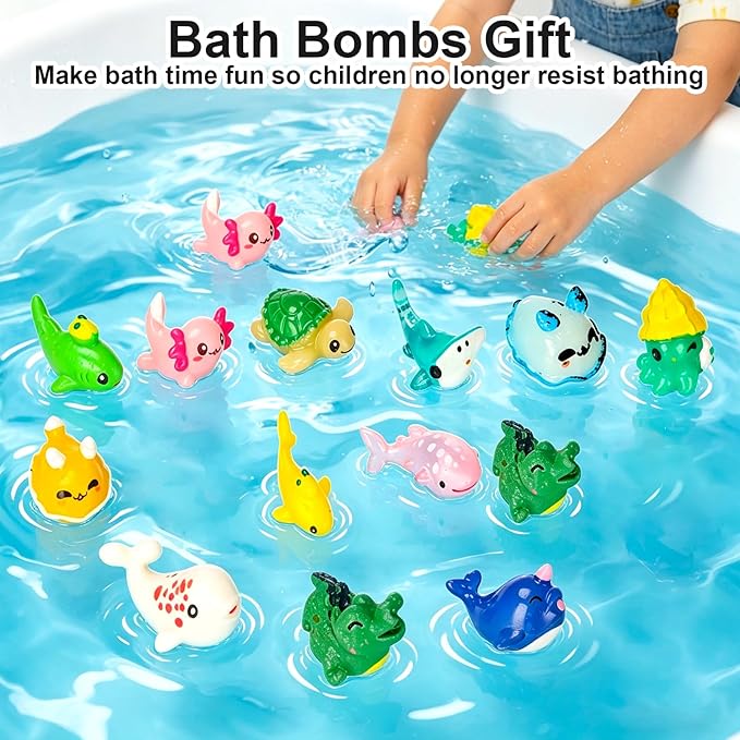 Bath Bombs for Kids, 12 Pcs Bath Bombs with Surprise Ocean Toys Inside, Skin-Friendly Bathing Kit for Easter Basket Essentials, Birthday Christmas Halloween