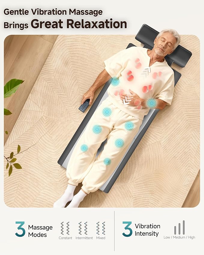 Snailax Shiatsu Back Massage Mat with Heat, Vibration Full Body Massage Mat for Sofa, Recliner,Bed, Deep Kneading Back Massage Pad with Foldable & Flexible Pillow, Mother's Day Gifts for Women Wife