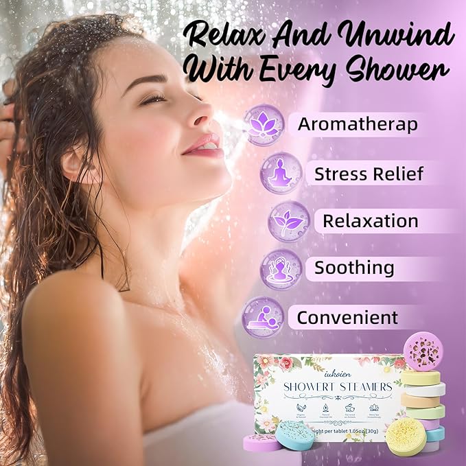 Shower Steamers Aromatherapy -8 Pack Gifts for Women Shower Bombs Tablets,Self Care Relaxation Home SPA ，Easter Basket Stuffers Gifts for Women Adults Her Mom Him Men with Natural Essential Oils